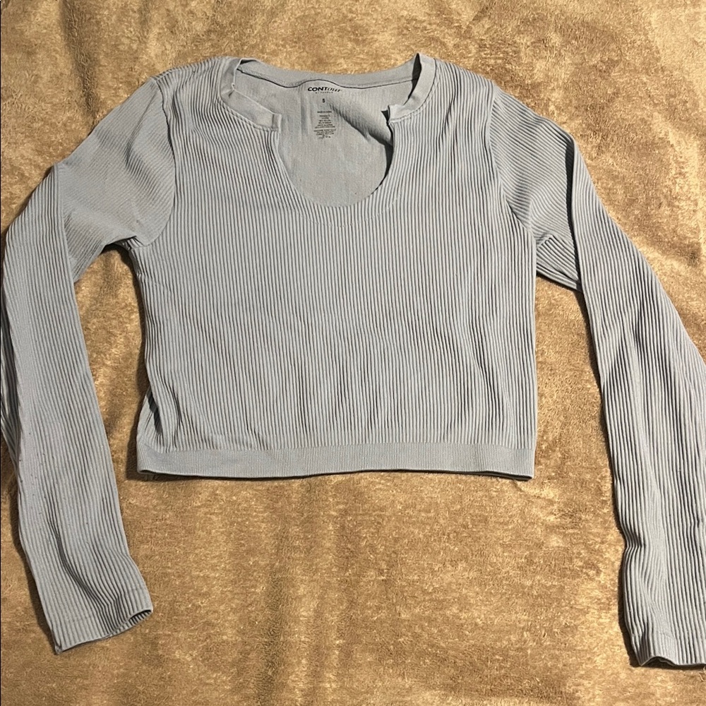 PacSun Ribbed Long Sleeve Top - Light Gray